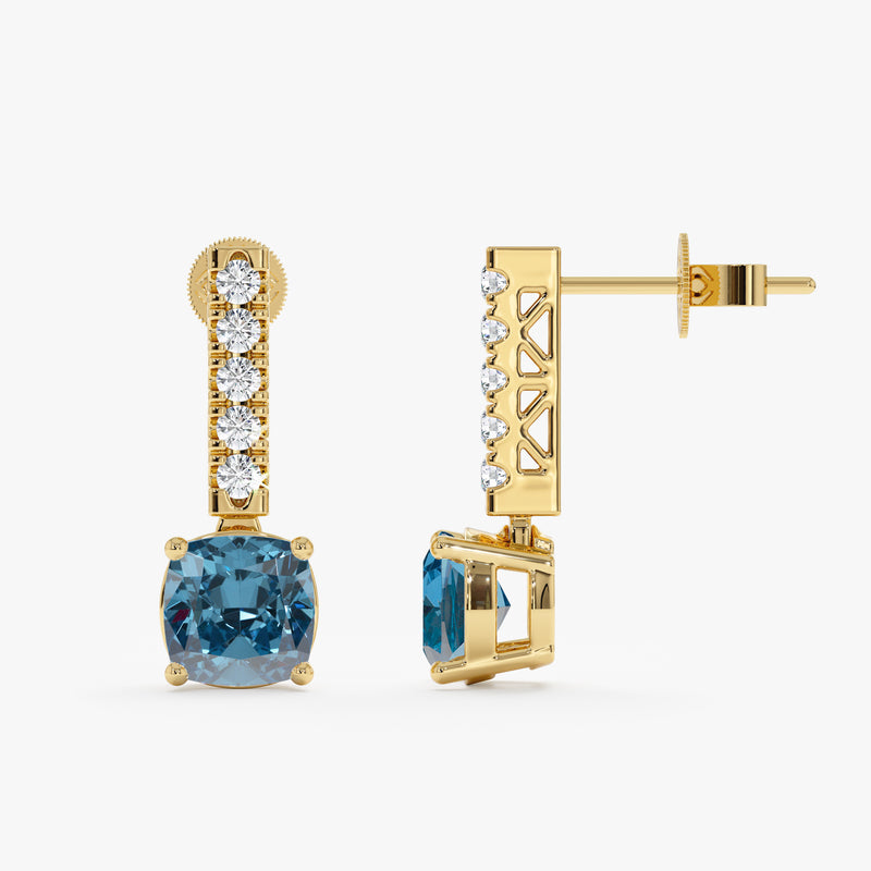 Blue Topaz & Diamond Accent Drop Earrings, Ines