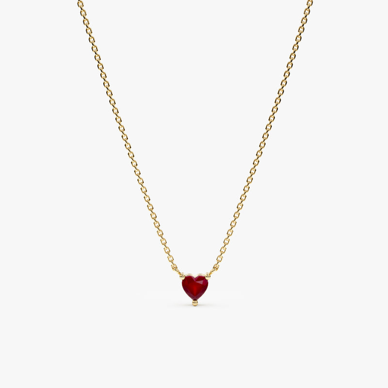 yellow gold red heart choker