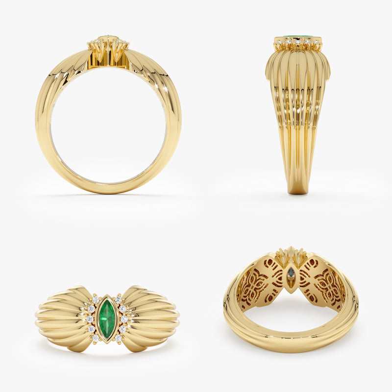 Vintage Marquise Emerald Ring, Zephyra