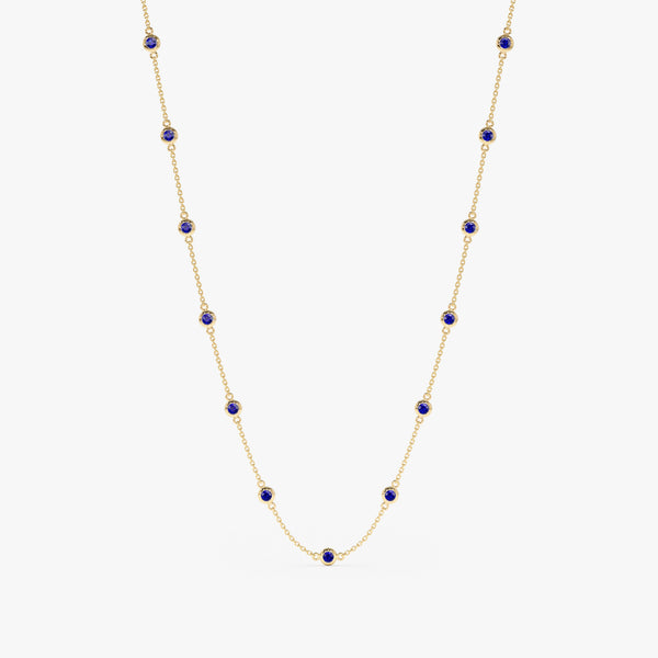 yellow gold september birthstone sapphire necklace