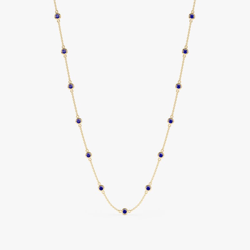 yellow gold september birthstone sapphire necklace