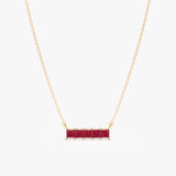 Solid Gold Ruby Bar Necklace, Lyriavelle