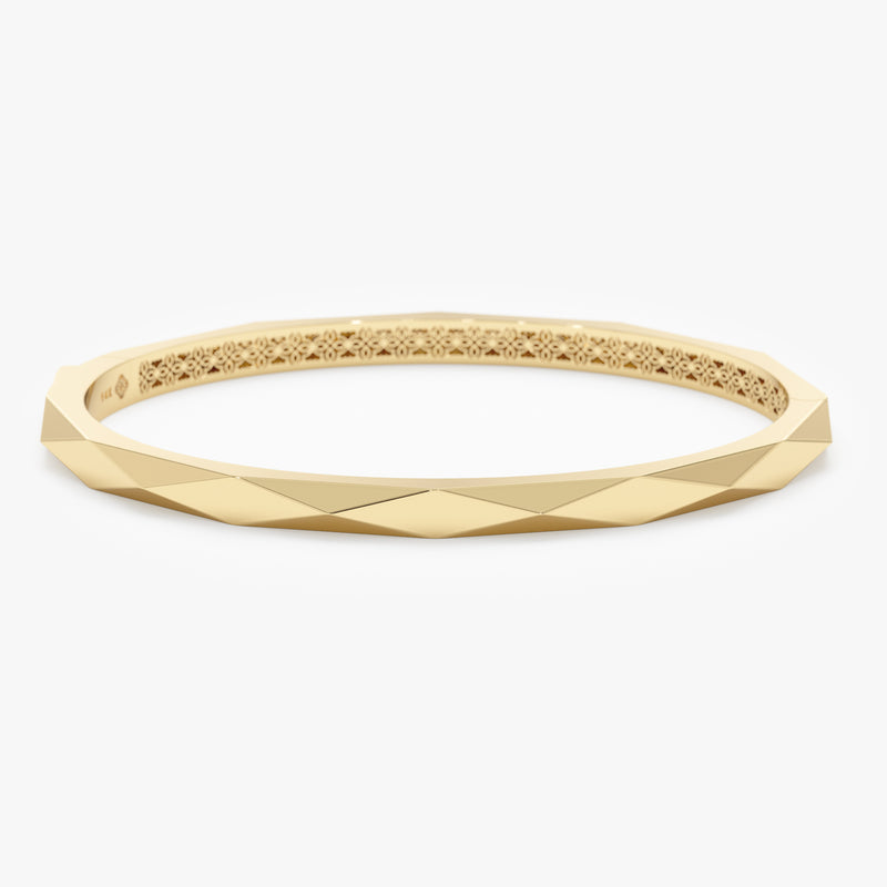 14k Gold Textured Bangle, Gana