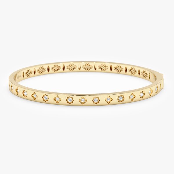 Gold Bangle with Petite Flowers, Aveline