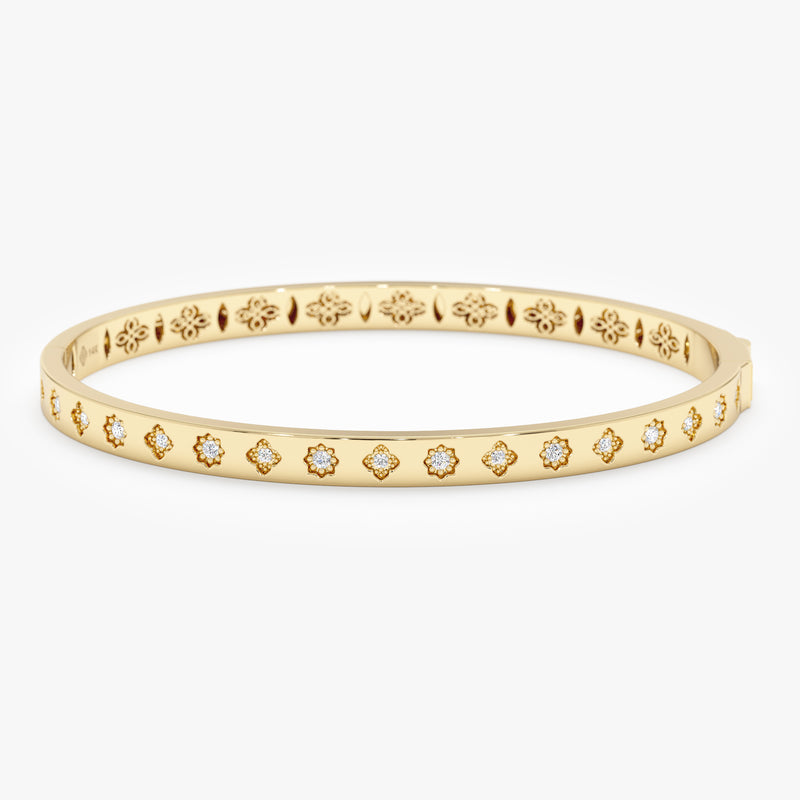 Gold Bangle with Petite Flowers, Aveline