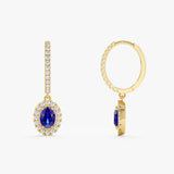 Lab Grown Sapphire and Diamond Drop Earrings, Eska