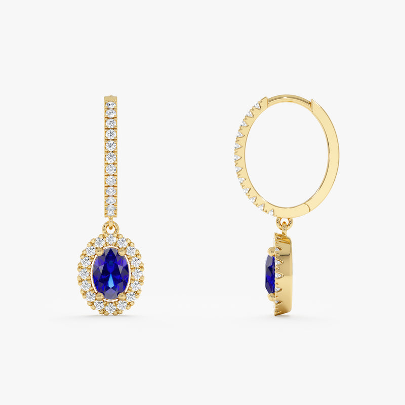 Lab Grown Sapphire and Diamond Drop Earrings, Eska