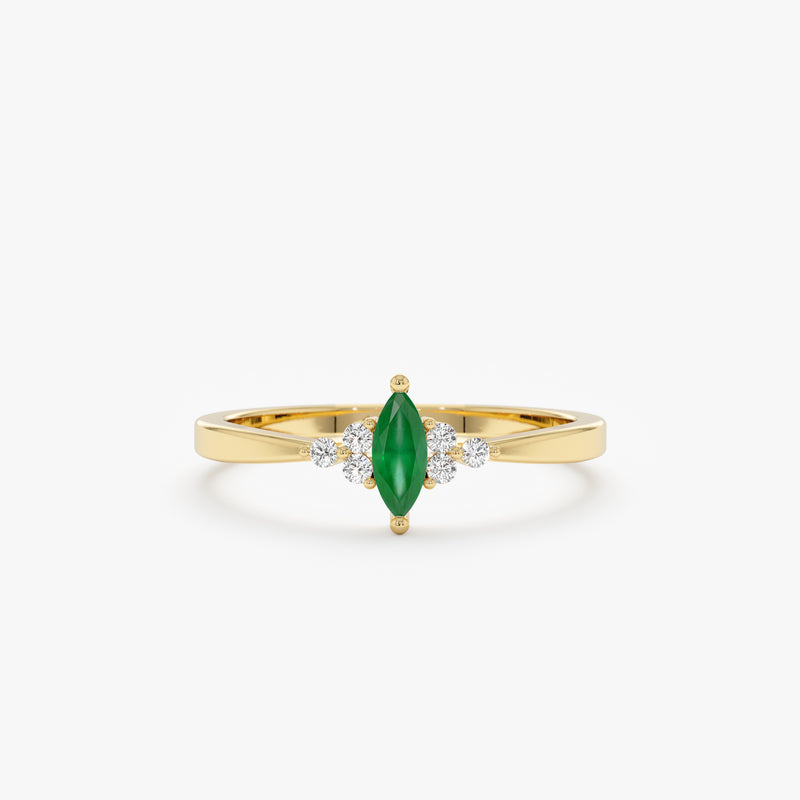 yellow gold emerald diamond ring