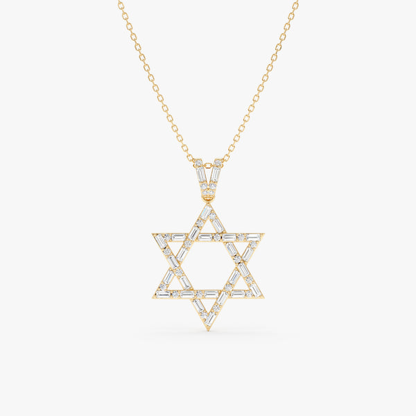 Baguette Diamond Star of David Necklace, Saphina