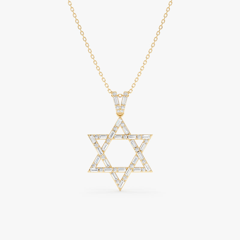 Baguette Diamond Star of David Necklace, Saphina