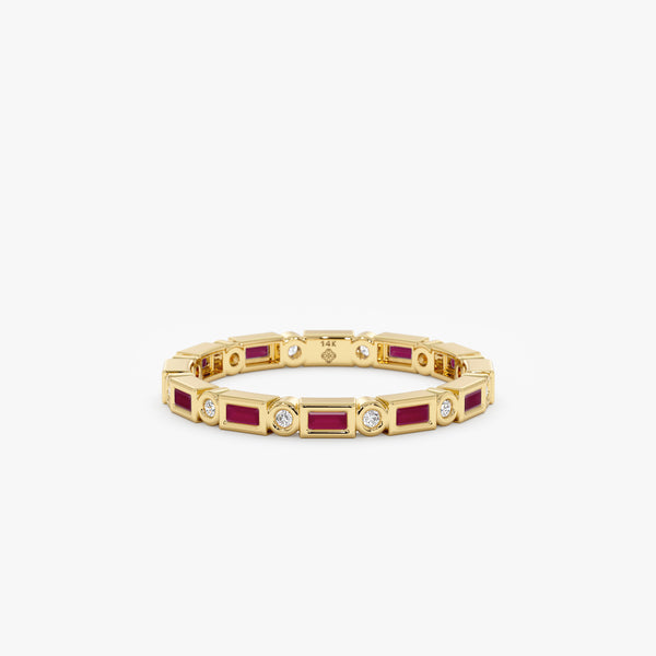 Bezel Ruby Diamond Eternity Ring