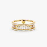 yellow gold baguette pillars stacked ring
