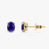 Lab-Grown Oval Sapphire Stud Earrings, Zafira