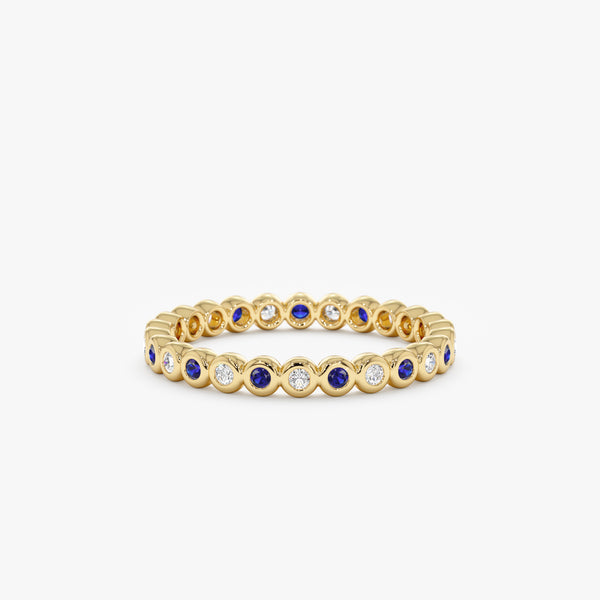 yellow gold sapphire diamond eternity band