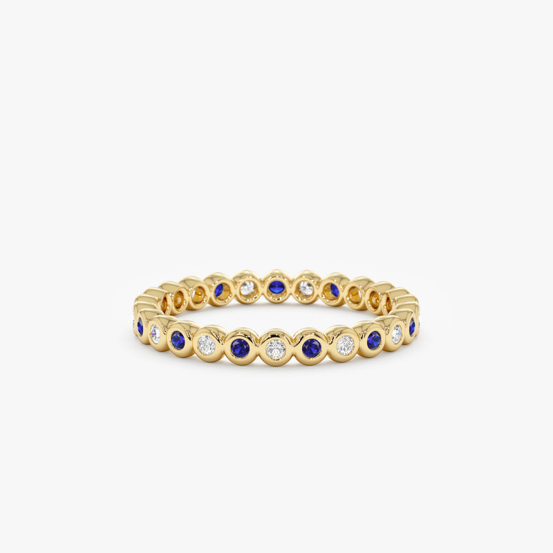 yellow gold sapphire diamond eternity band