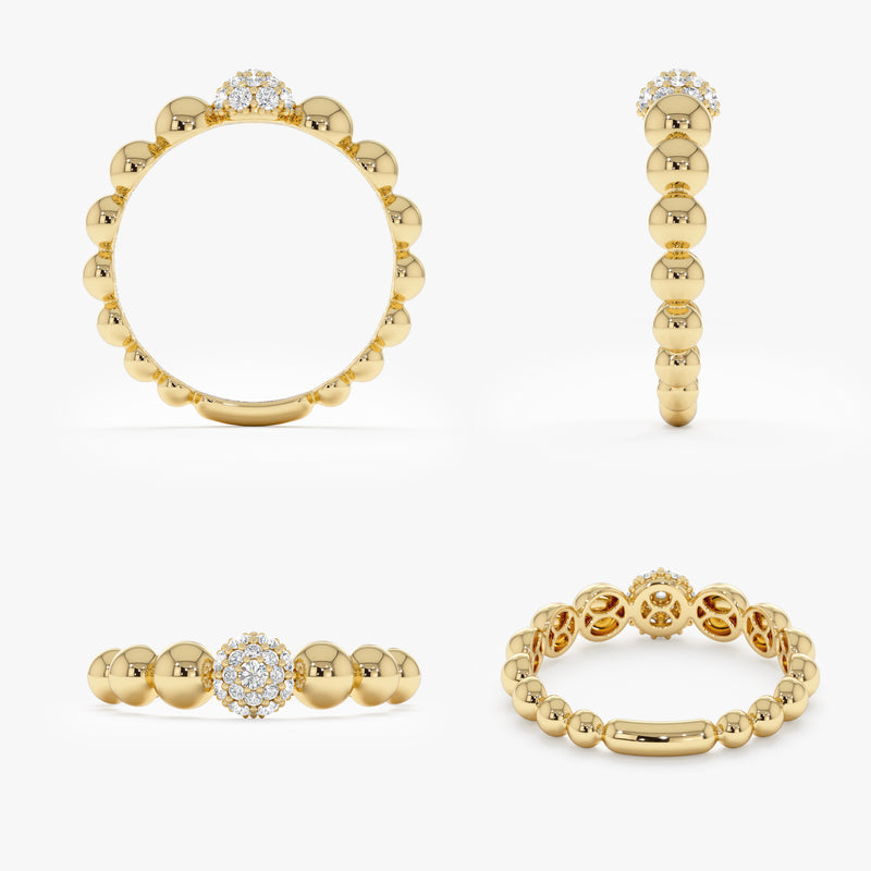 Pave Diamond Beaded Ring, Kya