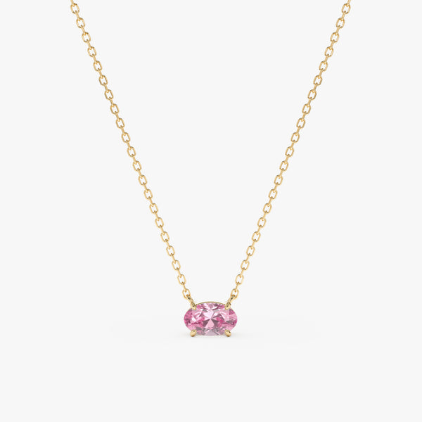 14k Gold Pink Sapphire Pendant Necklace