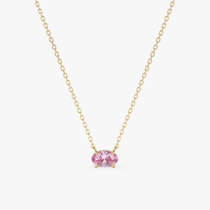 14k Gold Pink Sapphire Pendant Necklace