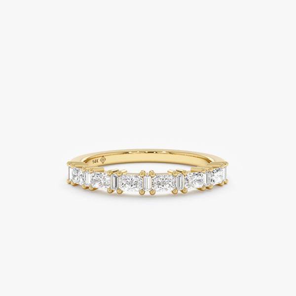 yellow gold chunky half eternity band