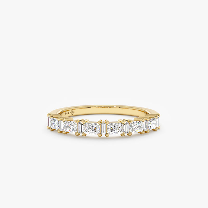 yellow gold chunky half eternity band