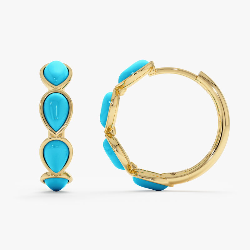 Turquoise Teardrop Huggie Earrings, Aveline