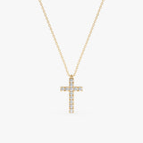handmade solid gold diamond set cross pendant necklace