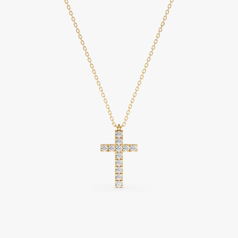 handmade solid gold diamond set cross pendant necklace