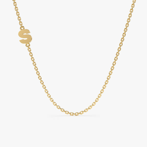yellow gold side initial chain