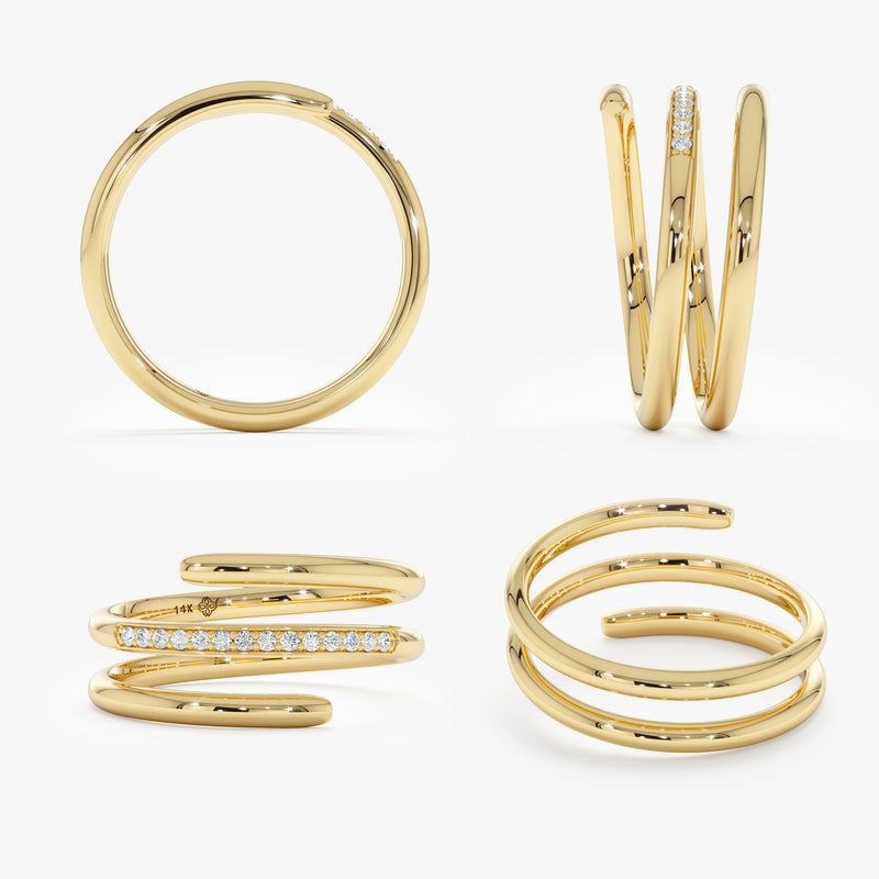 Natural Diamond Spiral Ring