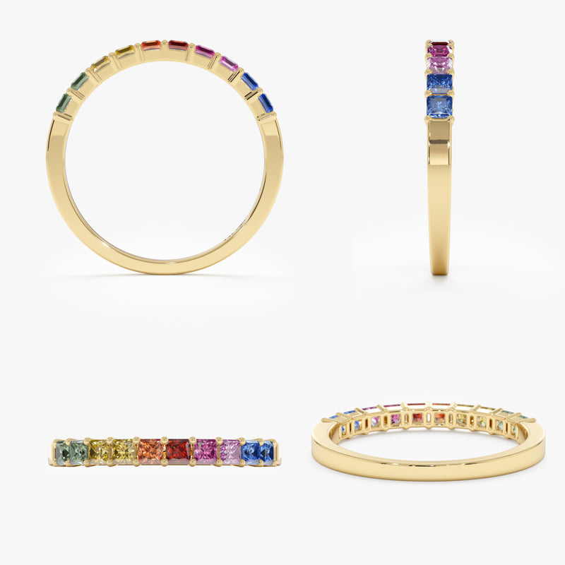 Princes-Cut Rainbow Sapphire Ring, Cyra