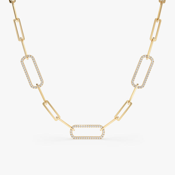 Diamond Paperclip Chain Necklace