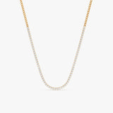 Diamond Tennis Necklace with Cuban Chain, Mackenzie
