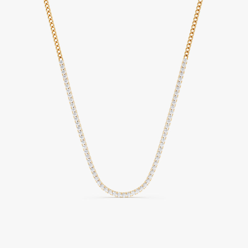 Diamond Tennis Necklace with Cuban Chain, Mackenzie