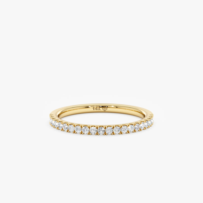 diamond half eternity wedding band in yellow gold