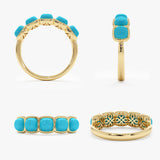 Solid Gold Turquoise Ring, Lysan