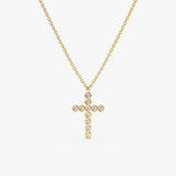 handmade solid gold necklace with diamond bezel cross pendant
