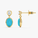 Oval Turquoise & Lab Grown Diamond Drop Earrings, Tirien