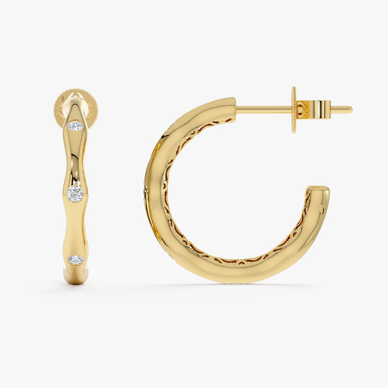 Solid Gold Diamond Hoop Earrings, Ingrid