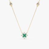 Emerald Diamond Clover Necklace, Deborah