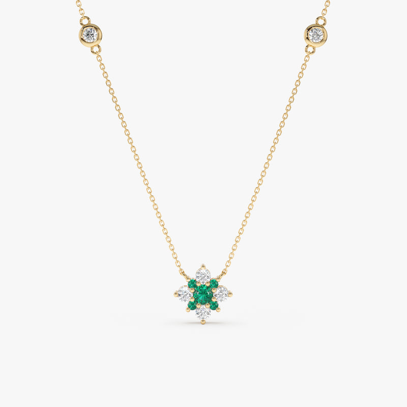 Emerald Diamond Clover Necklace, Deborah