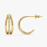 Triple Line Gold Hoop Earrings, Guinevere