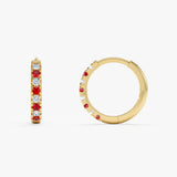 Alternating Diamond and Ruby Hoop Earrings, Thessanora