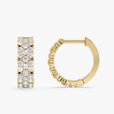 Pave Lab Grown Diamond Huggie Hoop Earrings,Meira