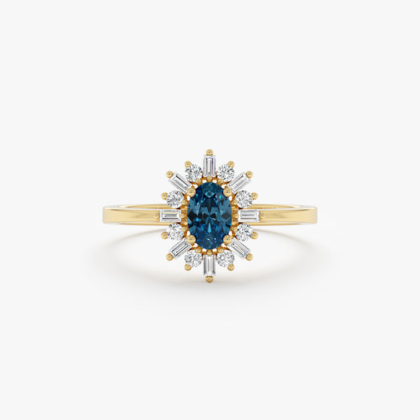 yellow gold blue topaz diamond engagement ring