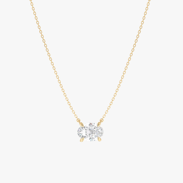 1ct Lab Grown Oval Diamond Solitaire Necklace, Neris