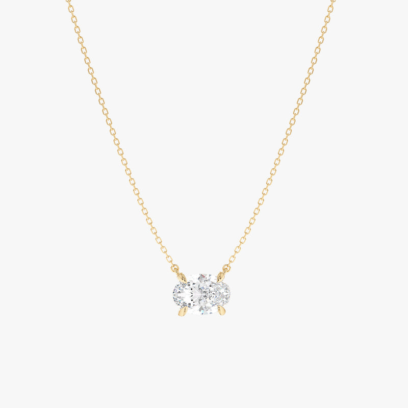 1ct Lab Grown Oval Diamond Solitaire Necklace, Neris