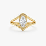 Marquise Diamond Split Shank Engagement Ring featuring a modern solid gold band.