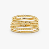 Solid Gold Multi-Row Statement Band, Thessiva