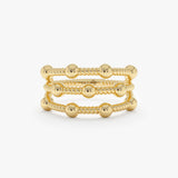 14k gold triple beaded stacking bands 