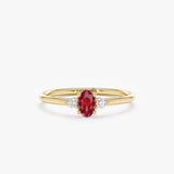 Solid Gold Oval Ruby ring with Diamond Accents, Novae